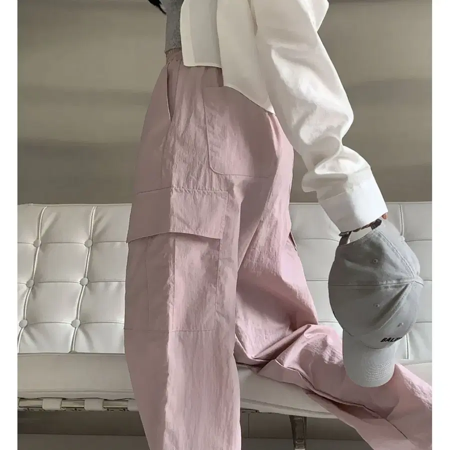 크림치즈마켓 크치Made 썸머 메모리즈 바스락 투웨이 스트링 조거 나일론 카고팬츠 트레이닝팬츠 연핑크