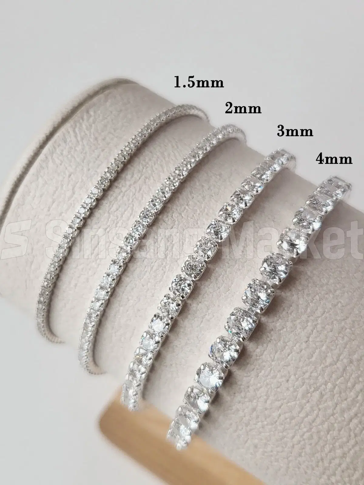 [빠른발송] 테니스 팔찌 실버925 1 5mm 2mm 3mm 4mm 테니스 큐빅 은팔찌