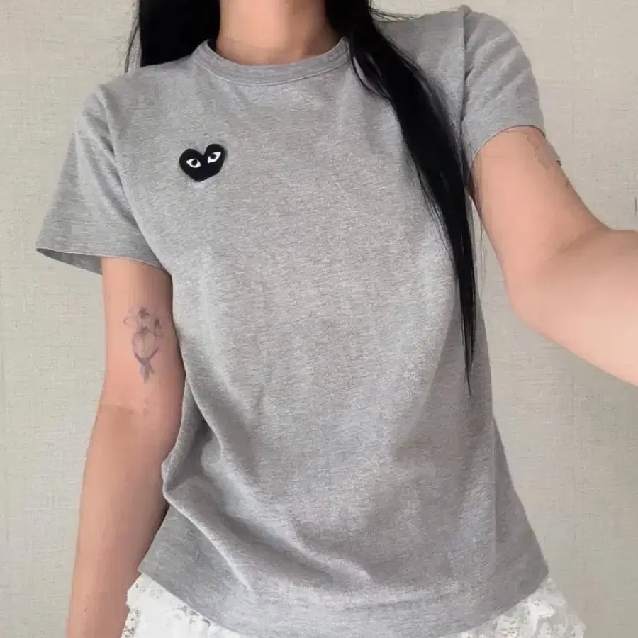 꼼데 하트 와펜 반팔티 그레이 회색 빈티지 꼼데가르송 라이프이즈웻