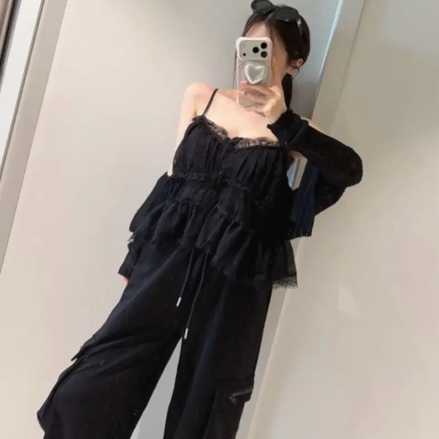 레이스 나시 캉캉블라우스