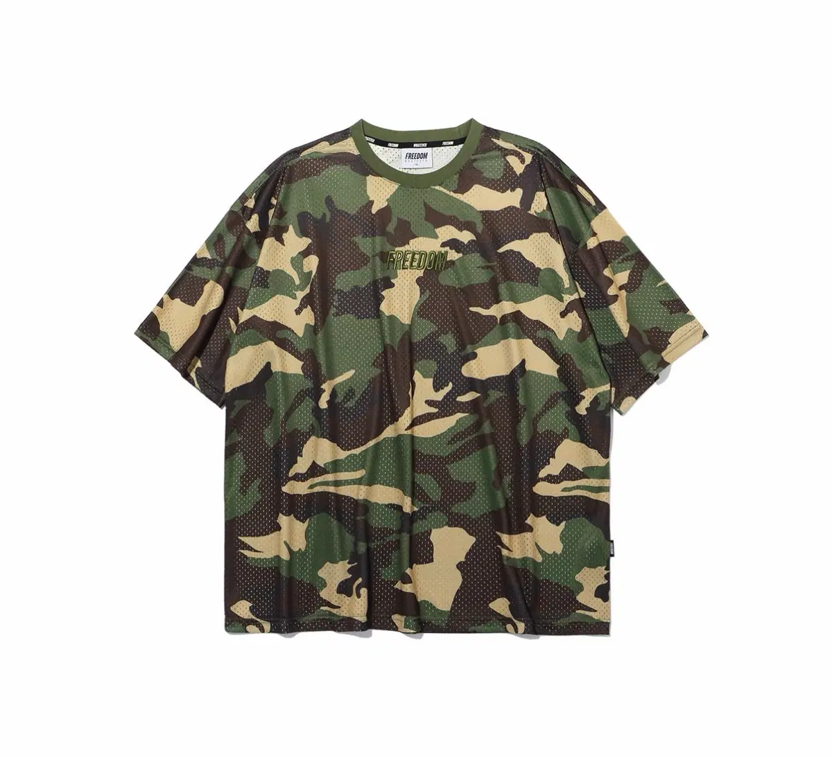 프리덤 로고 메쉬 오버핏 티셔츠 (카모) 2xl