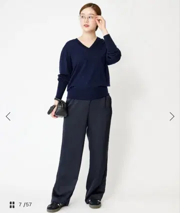 [미사용] IENA 더블 새틴 릴랙스 이지 팬츠 네이비 38