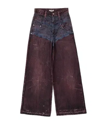 Ameri FAKE DENIM DOUBLE WAIST PANTS 보르도