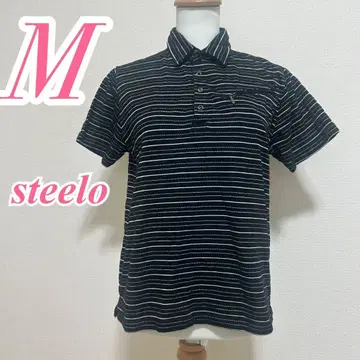 steelo 스틸로 피케 셔츠 반팔 보더 블랙 화이트 M