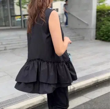 Liten 레이어드 프릴 블라우스 블랙 리텐