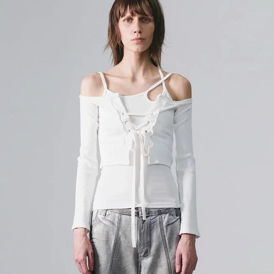 Nache 나체 2-PIECE BUSTIER CARDIGAN WHITE
