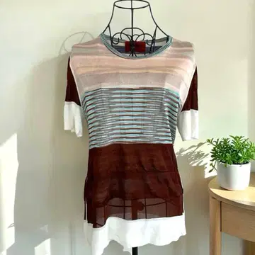 MISSONI 미쏘니 반팔 니트 티셔츠 보더 44 이탈리아제