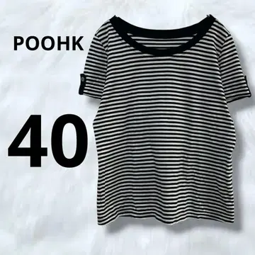POOHK 반팔 티셔츠 보더 크루넥 티셔츠 일본제 컴팩트 T