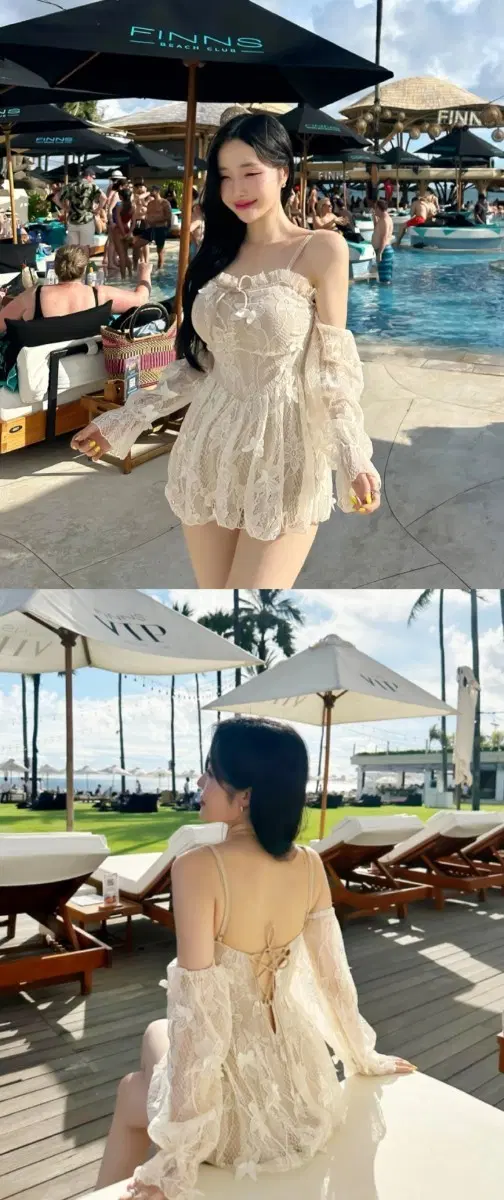 나비 시스루 오프숄더 모노키니