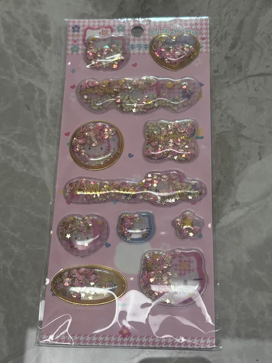 산리오 키티 카오하나 헬로키티 글리터 샤카샤카 입체 스티커