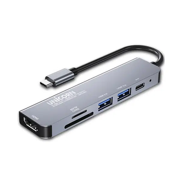 C타입 PD 100W 6포트 USB 3.0 멀티허브 그레이