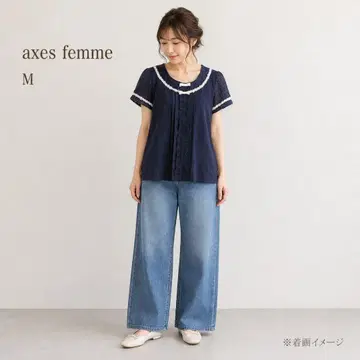 axes femme 엑시즈팜 반팔 티셔츠 M 보라색 레이스 리본