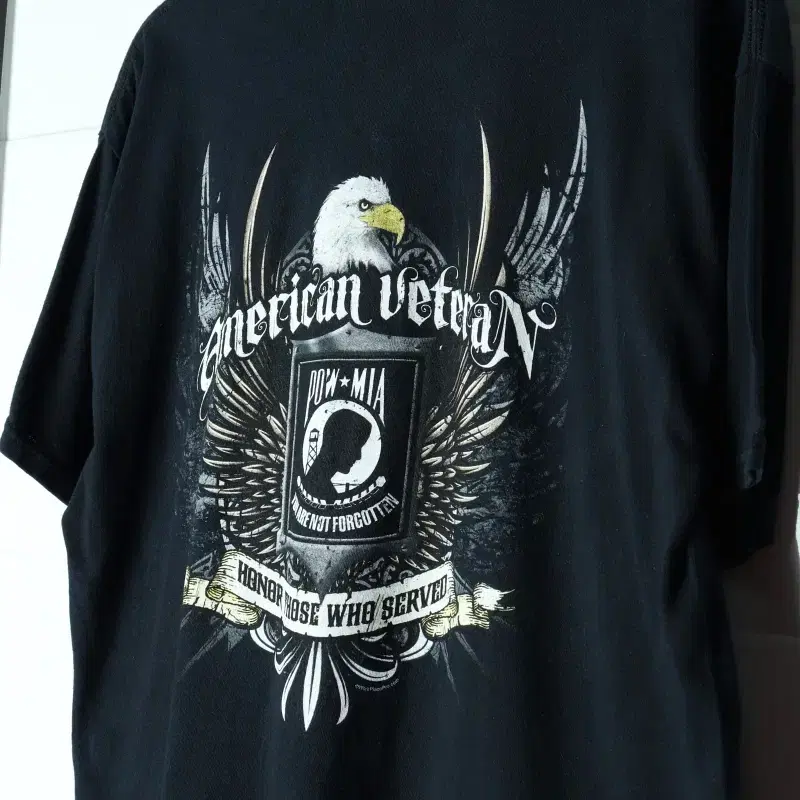 (L-XL) 길단 반팔 티셔츠 00S 년대 USA 참전용사-H36419