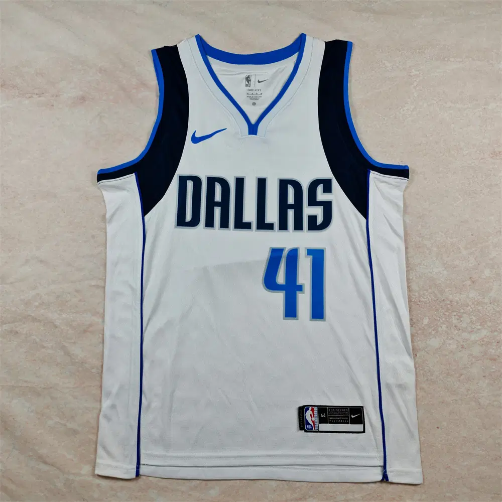 덕노비스키 핫픽스 NBA 매버릭스 41번 화이트 농구복 열압착