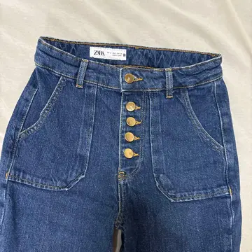 ZARA 버튼 플라이 데님 팬츠 인디고 블루 EUR32