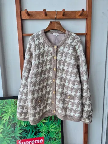 (JPN VTG) 일본빈티지 체크 패턴 가디건 베이지브라운