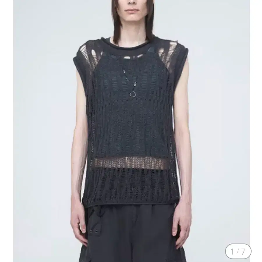 나체 베스트 NACHE-SPARSE KNIT VEST - UNISEX(CHARCOAL)