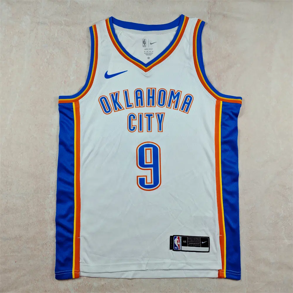 NBA 농구복 열압력 썬더 9호 칼루소 화이트 팬 버전 S-XXL