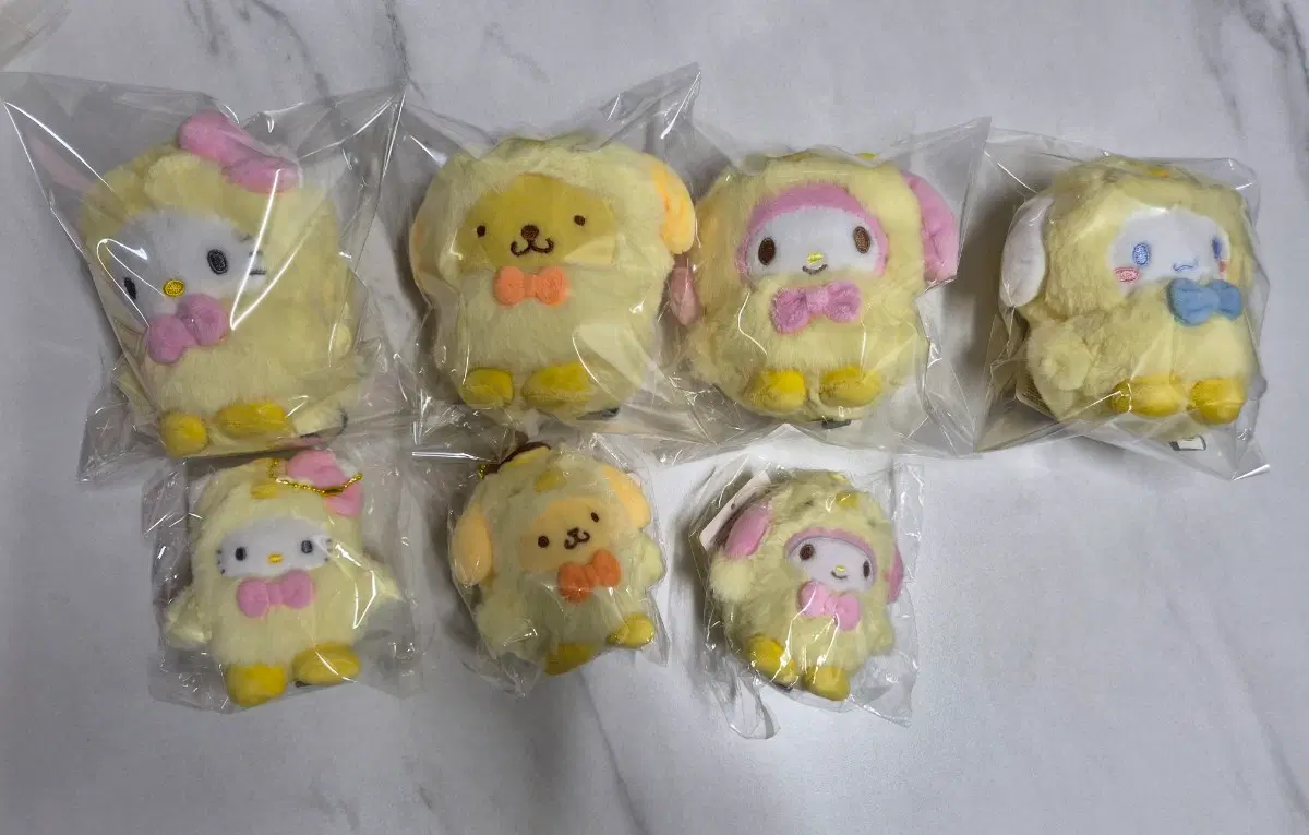 (약8cm/약12cm)병아리 키티 폼폼푸린 포챠코 마이멜로디 쿠로미 키링