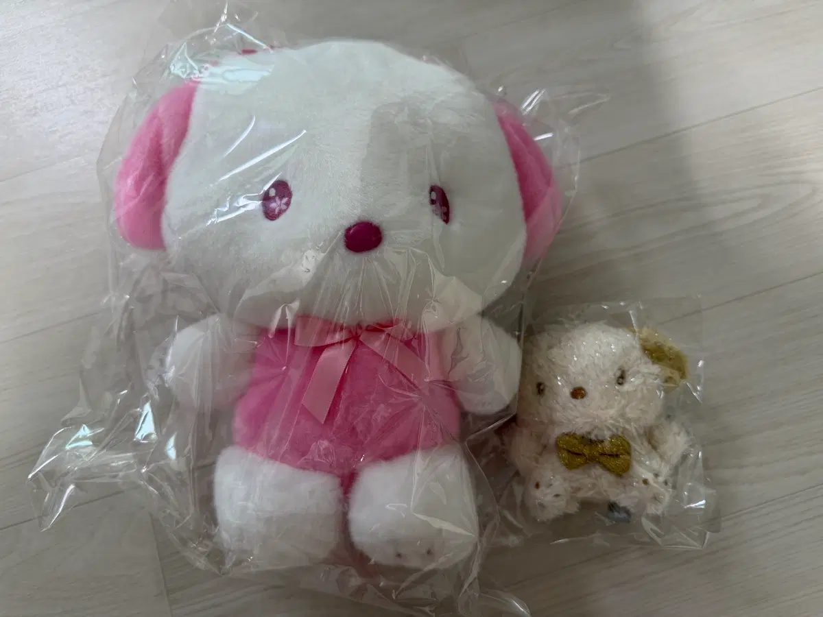 (2개 세트) 산리오 핑크톤 반짝골드 포차코 25cm 10cm 인형 키링