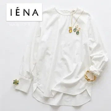 IENA / 주름 방지 코튼 소재 / 크루넥 셔츠 블라우스 화이트