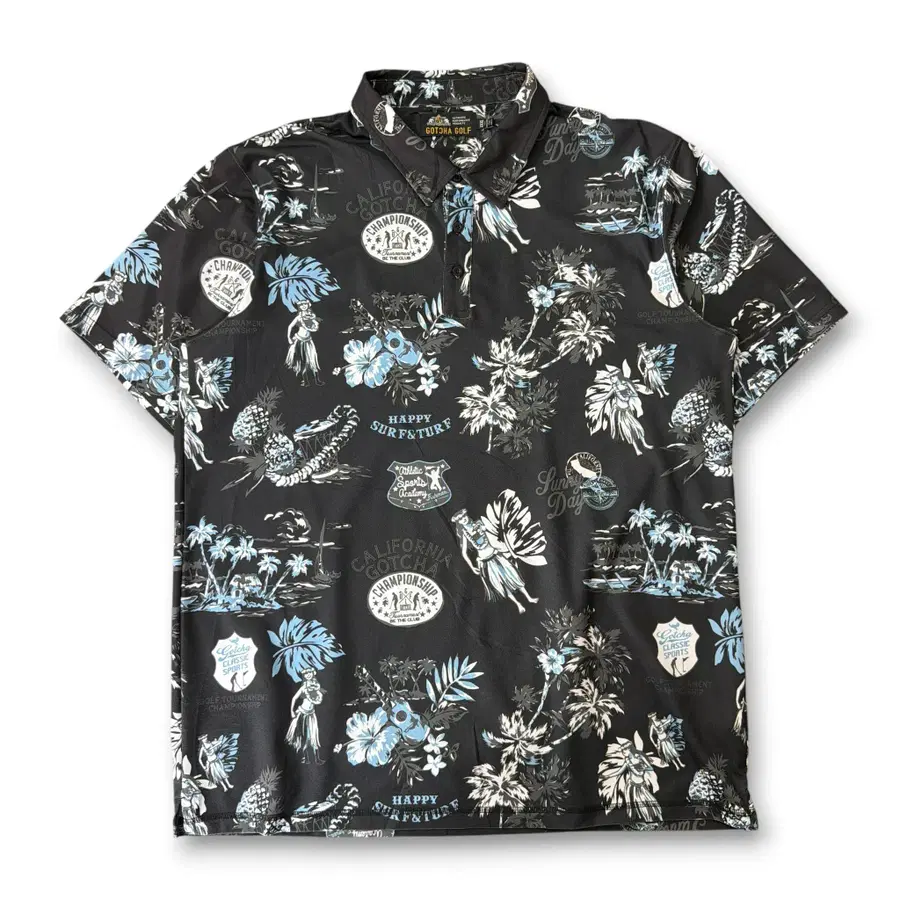 JPN 가챠골프 하와이안 패턴 폴리 골프 셔츠 3XL