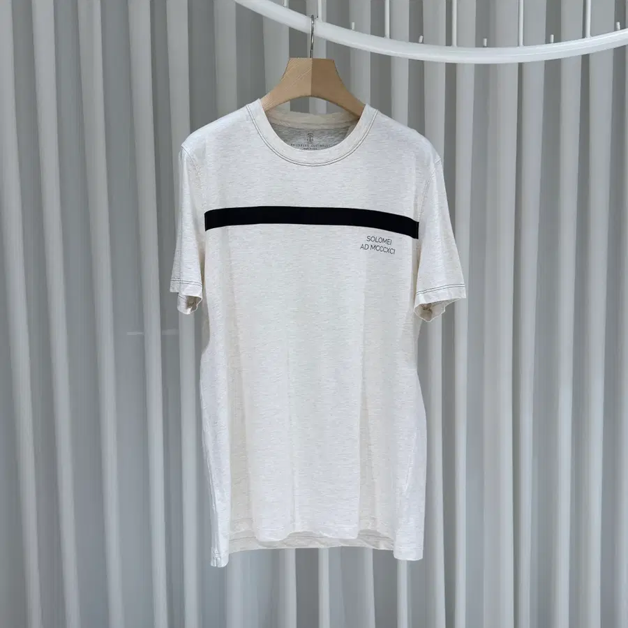 ( S / XL ) 브루넬로쿠치넬리 스트라이프 코튼 크루넥 반팔 티셔츠