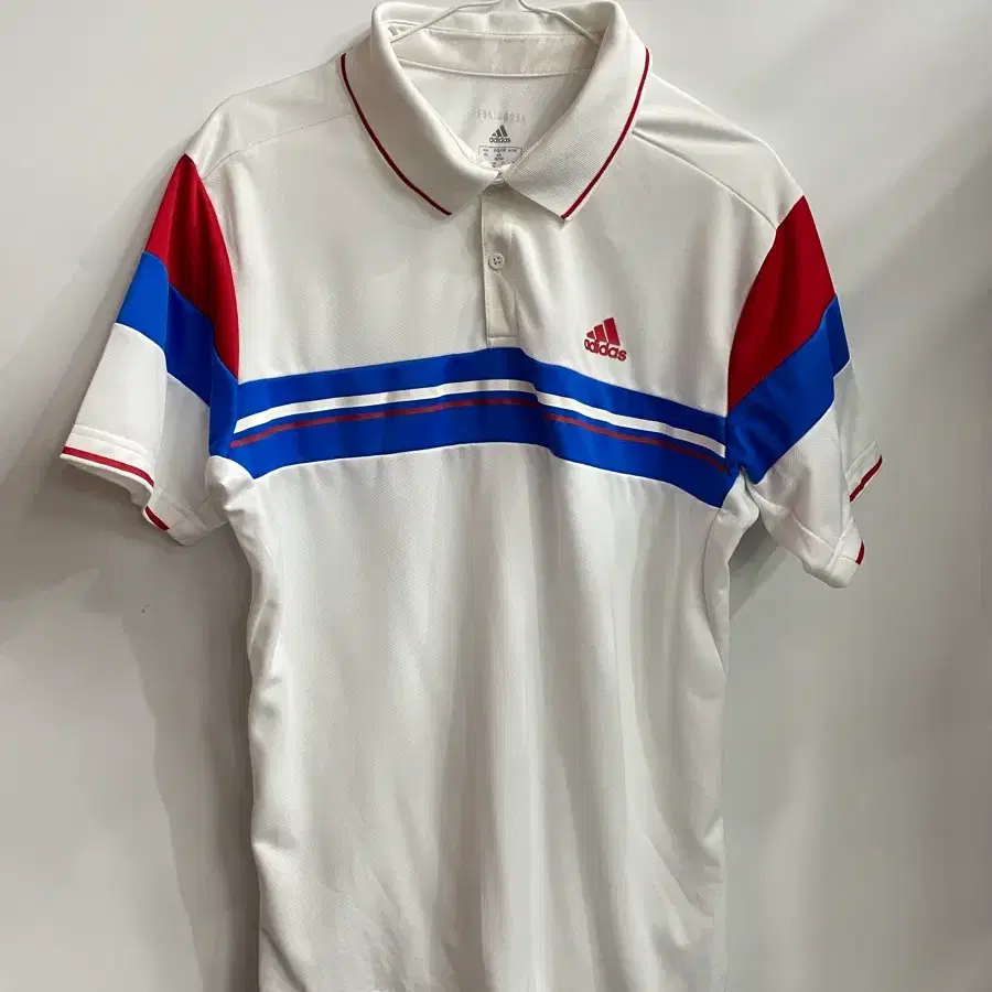 [2XL] 아디다스 에어로레디 화이트 멀티 배색 카라 반팔 티셔츠2.0