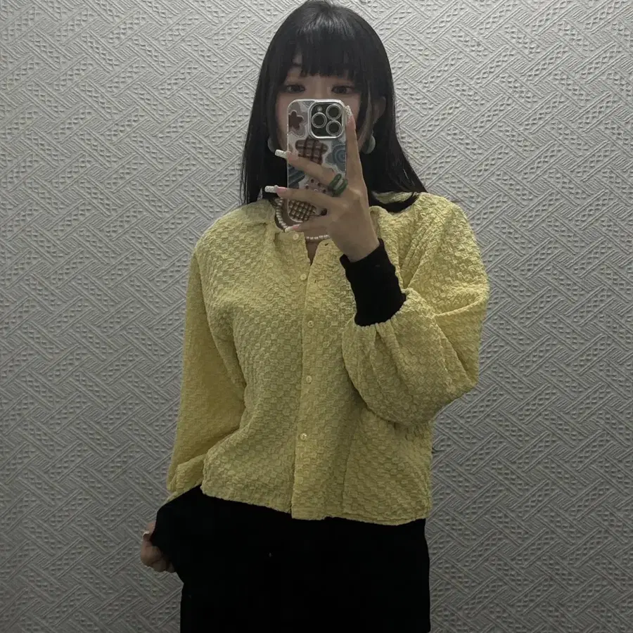빈티지 재팬 시어서커 엠보 여름 배색 패치워크 가디건 K0574