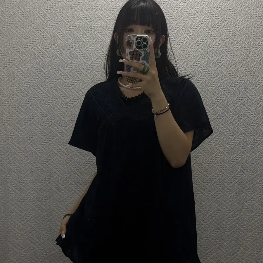 모리 하구미 레이스 에스닉 펀칭 아방핏 반팔티 K0579