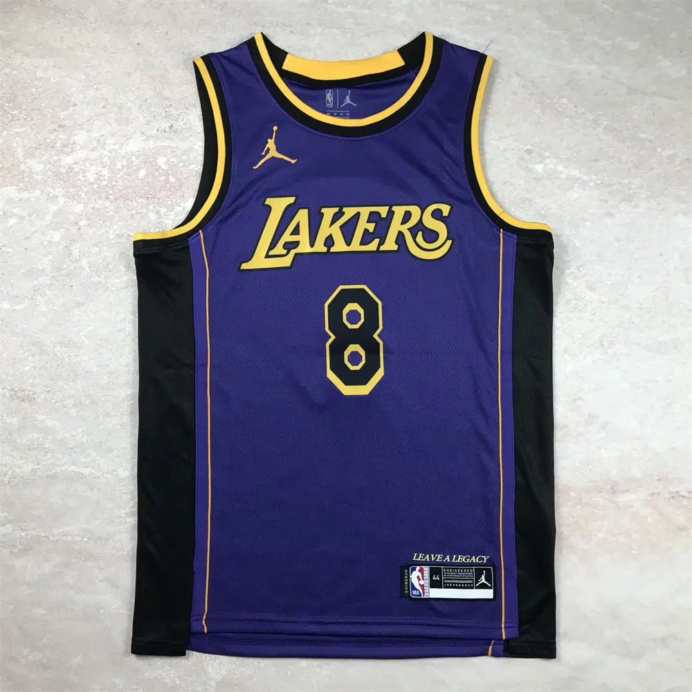 NBA 레이커스 8번 코비 브라이언트 퍼플 프리젠테이션 농구 유니폼 열압