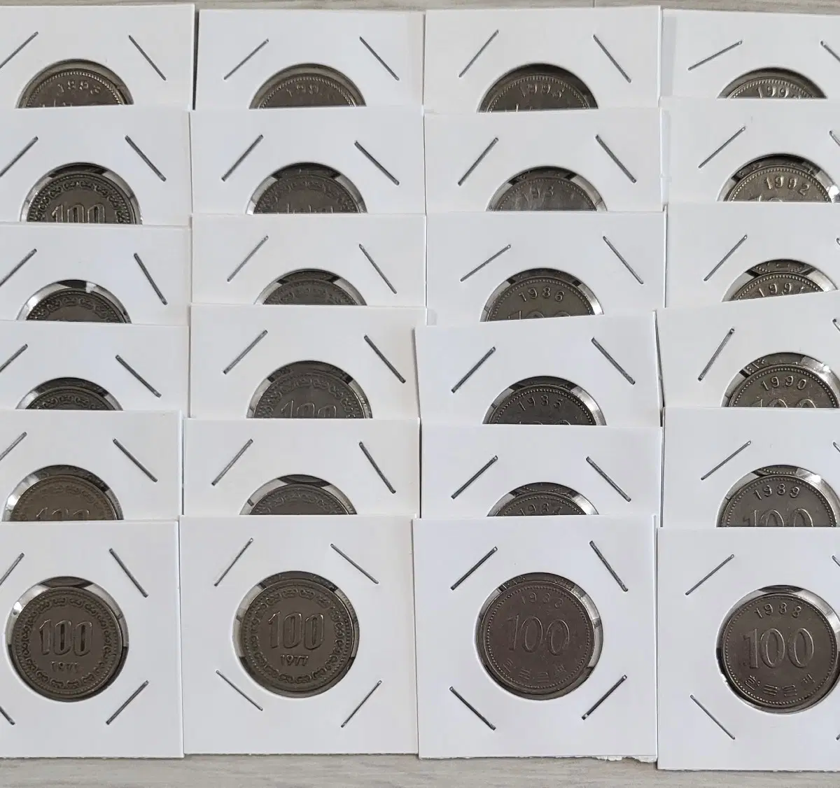 100원 사용제 줄세우기 1971년 - 2019년 47개