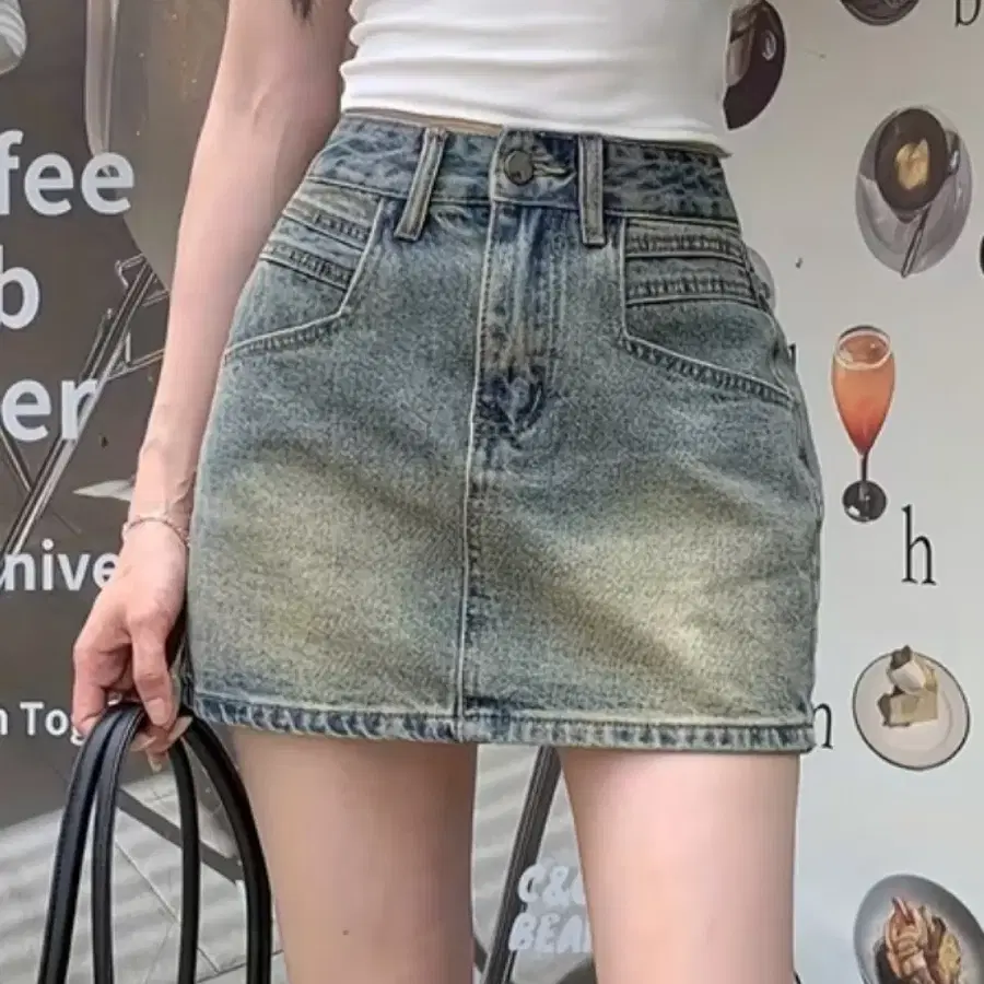 테무 청치마 데님 스커트 워싱
