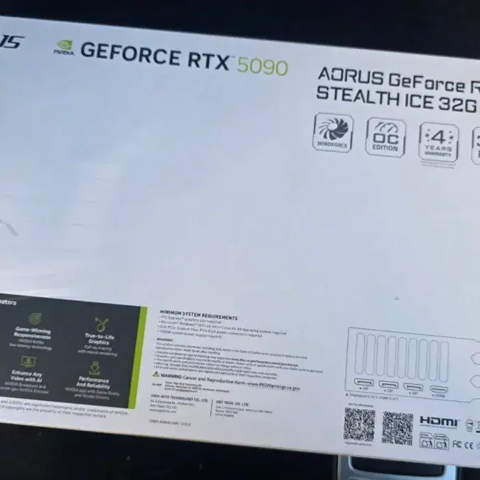 GIGABYTE AORUS 지포스 RTX 5090 STEALTH ICE D7 32GB (미개봉)제품팔아요