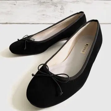 다이애나 플랫 발레 슈즈 블랙 스웨이드 24cm
