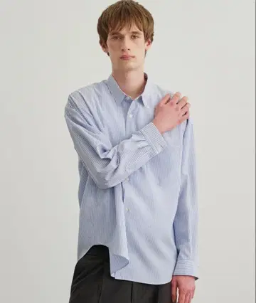퍼블릭 도쿄 컴포트 릴랙스 셔츠 블루 스트라이프
