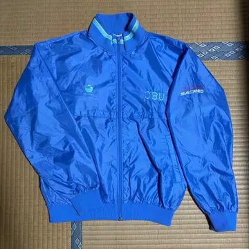 90s 레어 상하의 세트 asics 나일론 자켓 OBU 자수 블루
