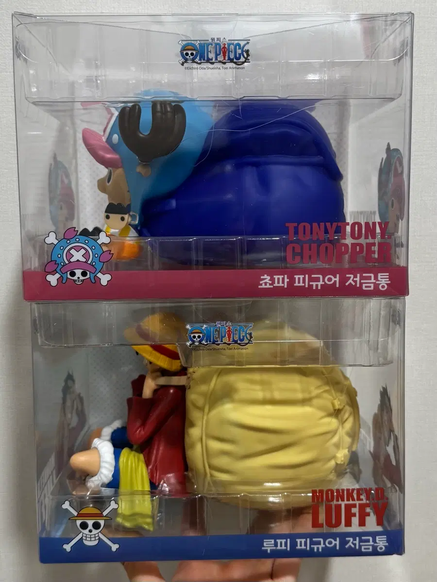 새상품) 원피스 쵸파/루피 피규어 저금통