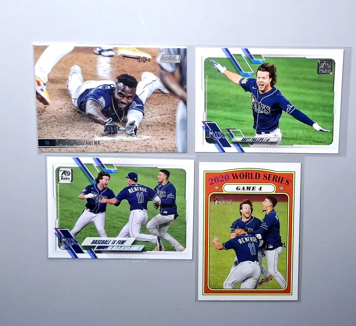 MLB 2020 월드시리즈 브렛 필립스 끝내기 기념 카드 4장 묶음 템파베이 아로자레나