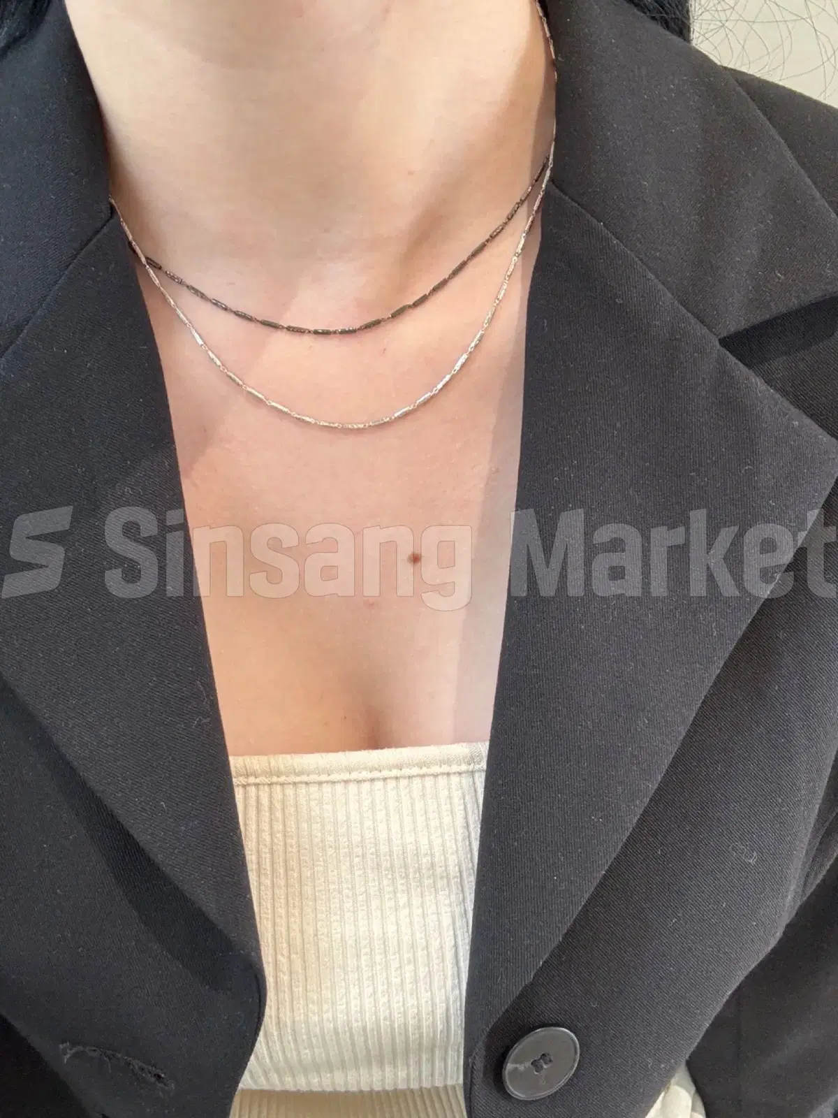 [빠른발송] 실버925 이태리 막대커팅페르테 체인 목걸이