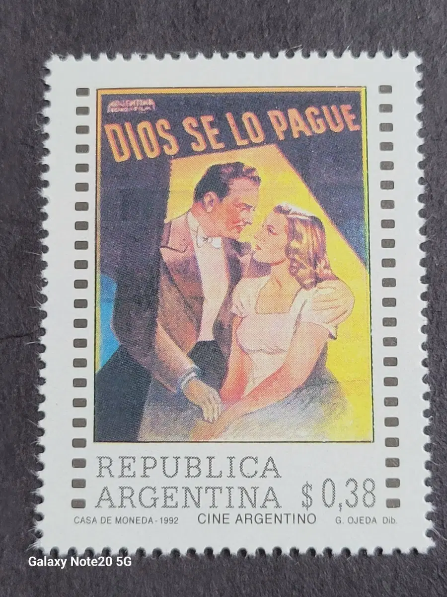 1992년 아르헨티나 영화 '신에게 보답하시길'기념 우표Dios se lo Pague
