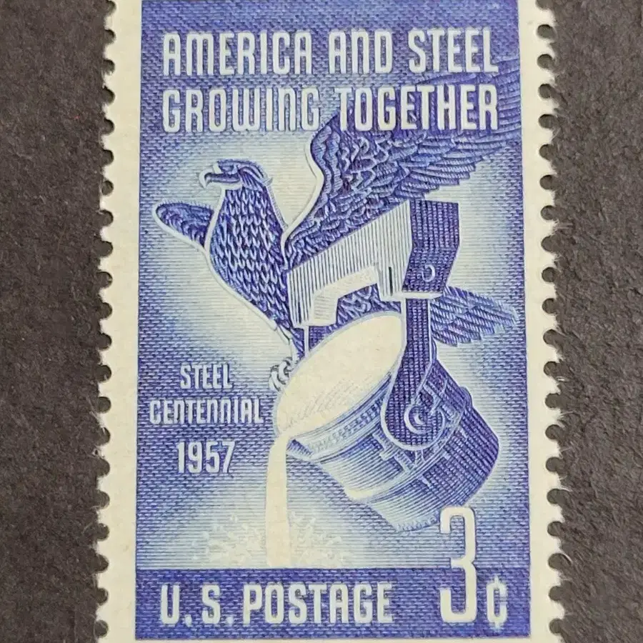 1957년 미국철강산업 100주년기념 우표 Steel Industry Centennial
