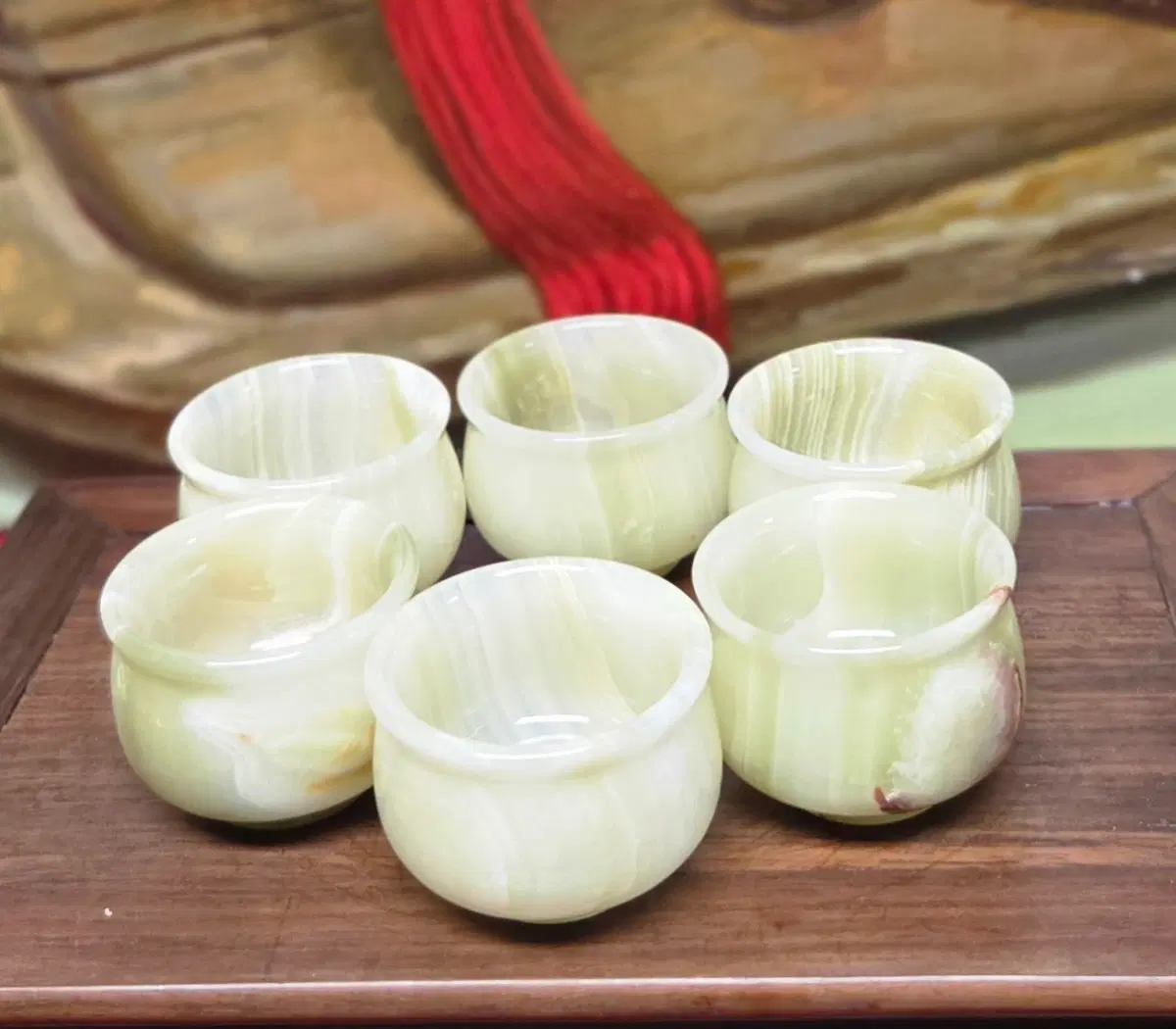 *천연옥 찻잔/술잔 6개 세트(4cm/100g)