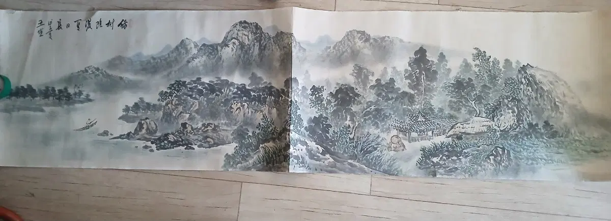 동양화 산수화 병풍 8폭