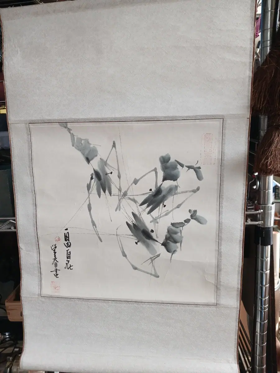 동양화 수묵화 새 그림 액자