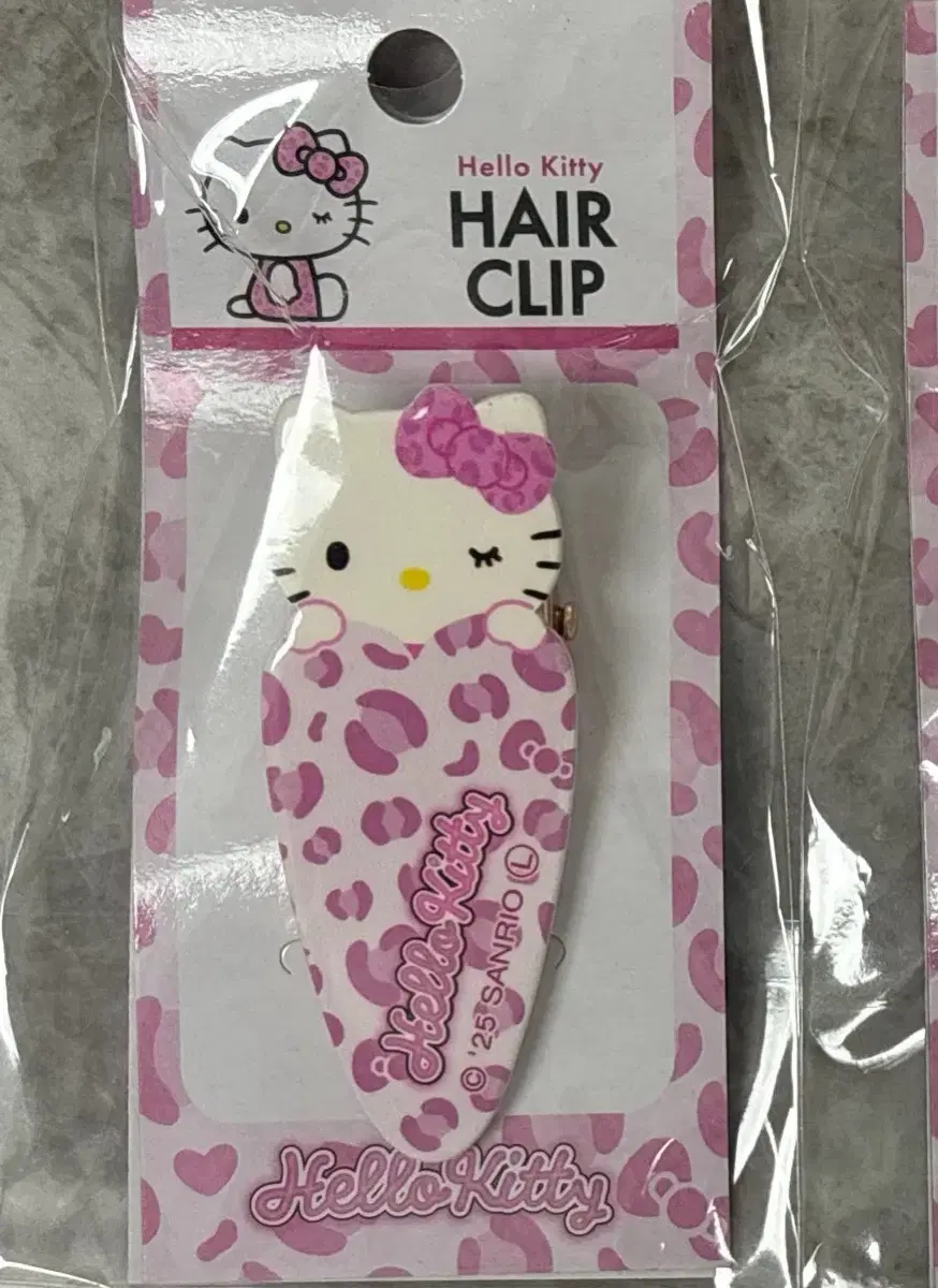 헬로키티 헤어 클립 핑크 레오파드 가류키티 헤어핀
