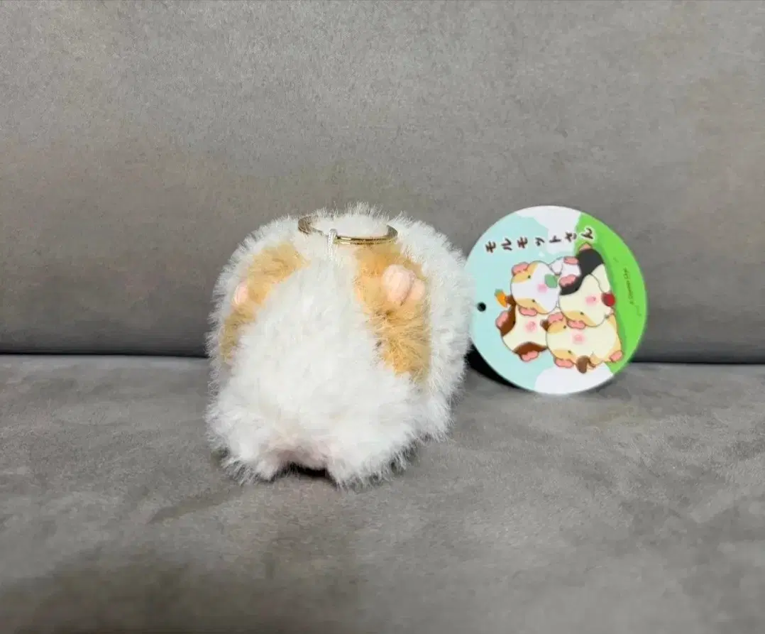 데굴데굴 야채식사 모루못토상 화이트 기니피그 햄스터 8cm 키링 인형