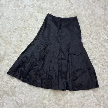 Gabardine K.T M 플레어 스커트 무지 블랙 출퇴근 린넨 일본제