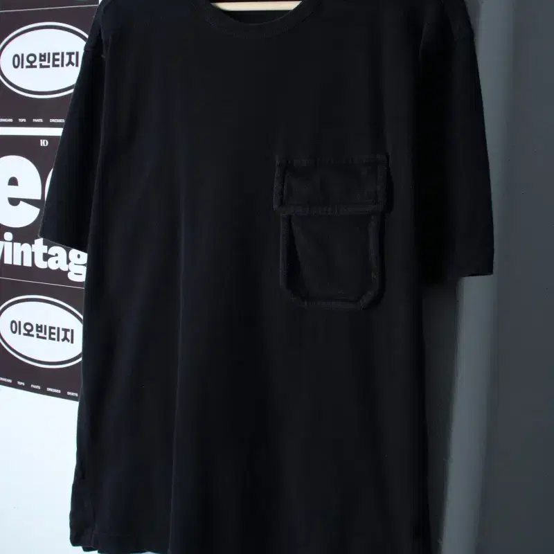 (L-XL) 일꼬르소 반팔 티셔츠 포켓 무지 블랙 에이징-H36723