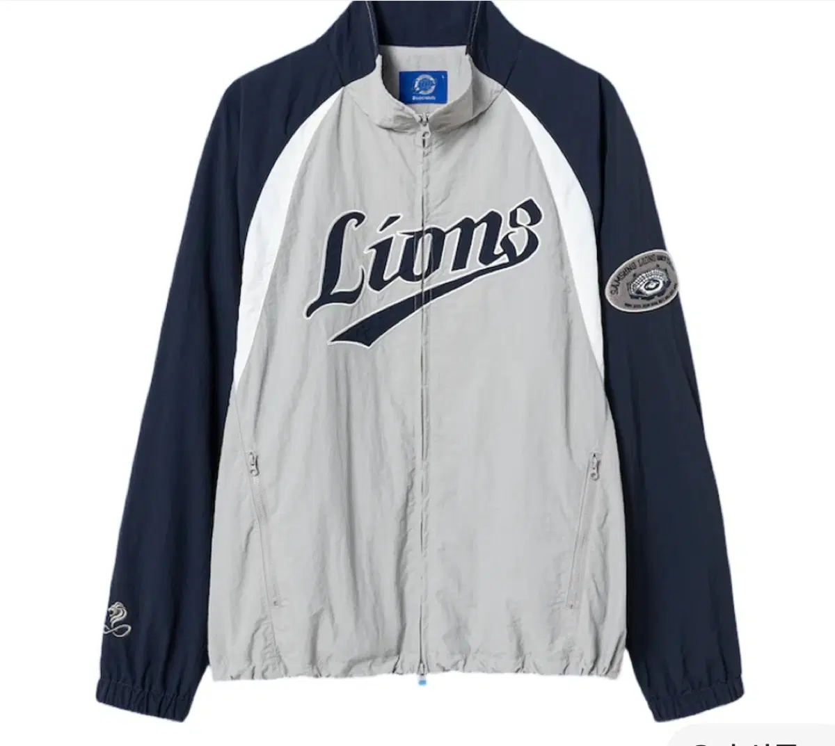 2xl 삼성 라이온즈 x 에잇세컨즈 아카이브 배색 래글런 집업 자켓 그레이 판매